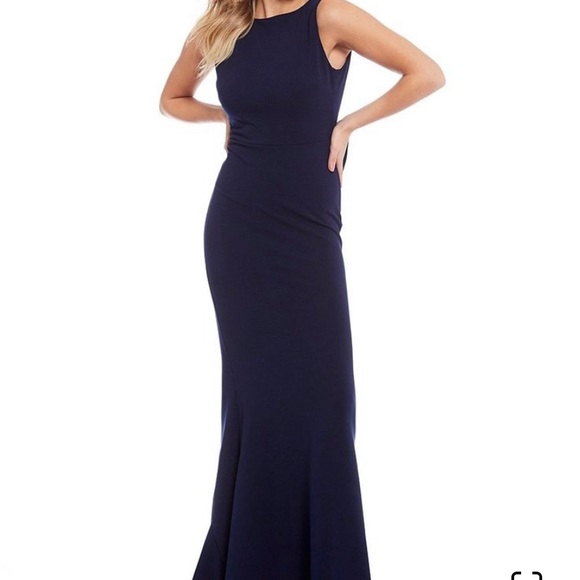 B. Darlin Sleeveless Ruffle Bow-Back Long Dress - Picture 2 of 3